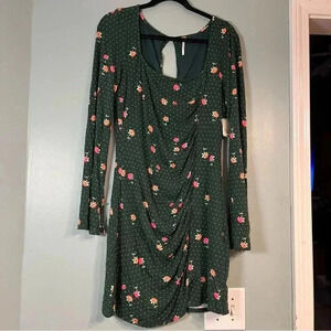 NWT Free People Women’s Celia mini dress Emerald Jewel combo size Large